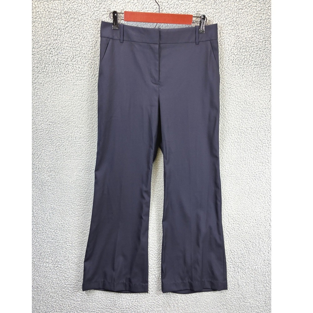 J.Crew Hutton Trouser Pants Womens 8P Navy Blue Wide Leg Career Office Tailored